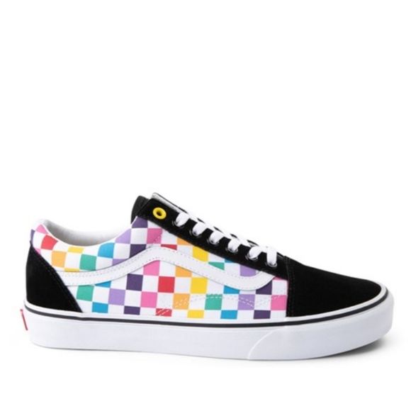 🌈 Vans Old Skool Rainbow Checkerboard Skater Shoe Unisex 7 Men / 8.5 Women - Picture 3 of 13